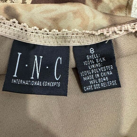 INC International Concepts Silk Skirt 8 Brown Lace Midi Boho Y2K Paisley Fairy - Picture 6 of 7